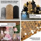 Glittering sequin arch cover perfect for weddings, bridal showers, birthdays, and luxury party décor