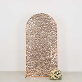 7ft Sparkly Rose Gold Big Payette Sequin Fitted Wedding Arch Cover for Round Top Chiara Backdrop