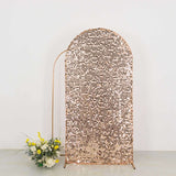 7ft Sparkly Rose Gold Big Payette Sequin Fitted Wedding Arch Cover for Round Top Chiara Backdrop