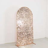 7ft Sparkly Rose Gold Big Payette Sequin Fitted Wedding Arch Cover for Round Top Chiara Backdrop