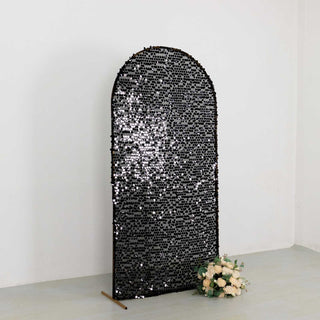 Sparkly Black Big Payette Sequin Round Top Backdrop Stand Cover