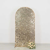 7ft Sparkly Champagne Big Payette Sequin Fitted Wedding Arch Cover for Round Top Chiara Backdrop