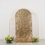 7ft Sparkly Gold Big Payette Sequin Fitted Wedding Arch Cover for Round Top Chiara Backdrop Stand