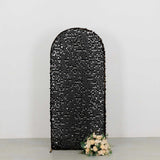 6ft Sparkly Black Big Payette Sequin Fitted Wedding Arch Cover for Round Top Chiara Backdrop
