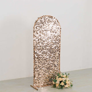 Alluring Rose Gold Big Payette Sequin Backdrop Cover
