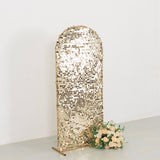 5ft Sparkly Champagne Big Payette Sequin Fitted Wedding Arch Cover for Round Top Chiara Backdrop