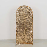 5ft Sparkly Gold Big Payette Sequin Fitted Wedding Arch Cover for Round Top Chiara Backdrop Stand