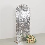 5ft Sparkly Silver Big Payette Sequin Fitted Wedding Arch Cover for Round Chiara Backdrop