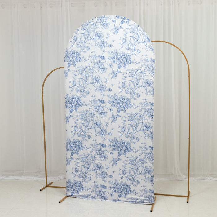 7ft Fitted Spandex Chiara Backdrop Cover – French Toile Blue & White