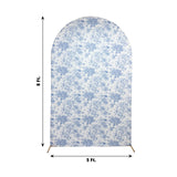 8ft Fitted Spandex Chiara Backdrop Cover – French Toile Blue & White Floral Arch