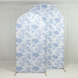 8ft Fitted Spandex Chiara Backdrop Cover – French Toile Blue & White Floral Arch
