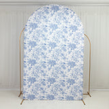 8ft Fitted Spandex Chiara Backdrop Cover – French Toile Blue & White Floral Arch