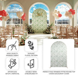 Floral-patterned backdrop stand, 3.3 ft wide by 7 ft tall.