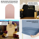8ft Matte Beige Spandex Fitted Wedding Arch Cover For Round Top Chiara Backdrop Stand 