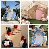 8ft Matte Dusty Blue Spandex Fitted Wedding Arch Cover For Round Top Chiara Backdrop Stand