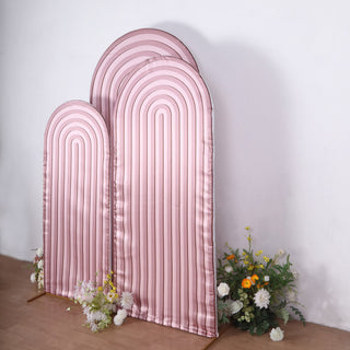 Versatile and Captivating Dusty Rose Fitted Covers for Round Top Backdrop Stands