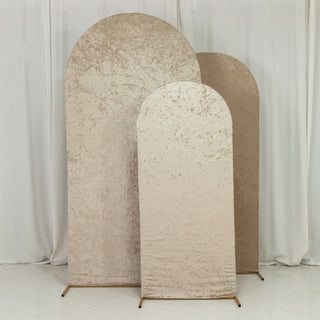<strong>Beautiful Beige Crushed Velvet Chiara Backdrop Stand Covers</strong>