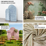 Set of 3 Sage Green Crushed Velvet Chiara Backdrop Stand Covers For Round Top Wedding Arches