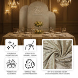Set of 3 Beige Crushed Velvet Chiara Backdrop Stand Covers For Round Top Wedding