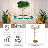 Gold metal halo top pedestal floral riser 46" for weddings and events.