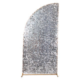 7ft Silver Double Sided Big Payette Sequin Chiara Wedding Arch Cover For Half Moon Backdrop#whtbkgd