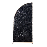 6ft Black Double Sided Big Payette Sequin Chiara Arch Cover For Half Moon Backdrop Stand#whtbkgd