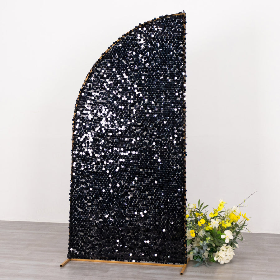 6ft Black Double Sided Big Payette Sequin Chiara Wedding Arch Cover For Half Moon Backdrop Stand
