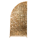6ft Gold Double Sided Big Payette Sequin Chiara Arch Cover For Half Moon Backdrop Stand#whtbkgd