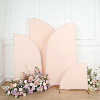 Enhance Your Wedding Decor with Matte Blush Spandex Half Moon Chiara Backdrop Stand Covers