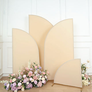 Matte Beige Spandex Half Moon Chiara Backdrop Stand Covers - Transform Your Wedding Arch