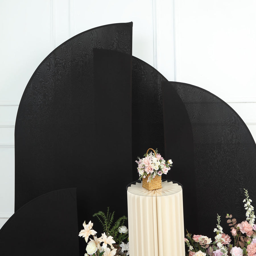 Set of 4 | Matte Black Spandex Half Moon Chiara Backdrop Stand Covers