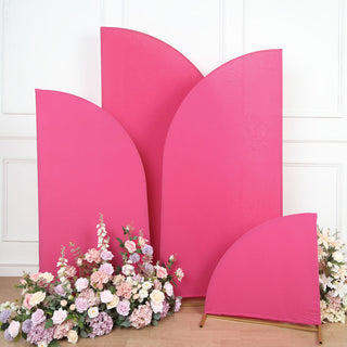 Transform Your Wedding Arch with Matte Fuchsia Spandex Covers
