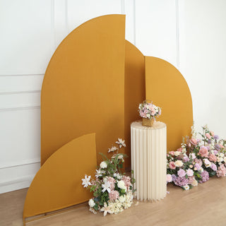 Create Lasting Memories with Matte Gold Spandex Backdrop Stand Covers