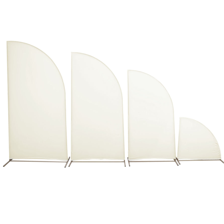 Set of 4 | Matte Ivory Spandex Half Moon Chiara Backdrop Stand Covers, Custom Fitted