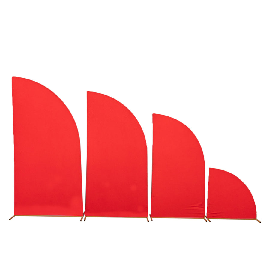 Set of 4 | Matte Red Spandex Half Moon Chiara Backdrop Stand Covers