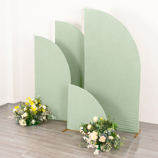 Versatile and Sustainable Event Décor with Matte Sage Green Spandex Backdrop Stand Covers