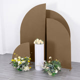 Set of 4 | Matte Taupe Spandex Half Moon Chiara Backdrop Stand Covers
