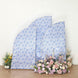 Set of 3 White Blue Satin Chiara Wedding Arch Covers With Chinoiserie Floral Print, Fitted Covers Fo