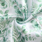 Set of 3 White Green Satin Chiara Wedding Arch Covers With Eucalyptus Leaves Print#whtbkgd