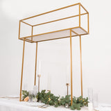 48inch Gold Heavy Duty Metal Floral Arrangement Tabletop Display Rack, Tall Rectangular Centerpiece