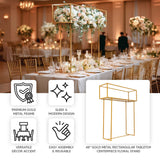 48inch Gold Heavy Duty Metal Floral Arrangement Tabletop Display Rack, Tall Rectangular Centerpiece