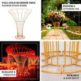 Gold Floor Standing Blossom Metal Tree Flower Frame, Wedding Floral Display Stand - 6.5ft