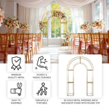 7.5ft Gold 3D Metal Wedding Arch Backdrop Stand with Round Top, Heavy-Duty Floral Balloon Frame