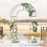 7.5ft Gold 3D Metal Wedding Arch Backdrop Stand with Round Top, Heavy-Duty Floral Balloon Frame