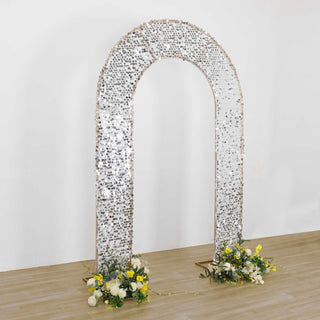 <strong>Sparkly Silver Sequin Fitted Backdrop Arch Cover </strong>
