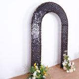 8ft Black Double Sided Big Payette Sequin Open Arch Wedding Arch Cover
