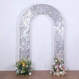 Elevate Your Wedding Decor with the Stunning Silver Big Payette Sequin Arch Cover