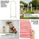 Sturdy gold metal backdrop frame ideal for weddings, bridal showers, birthdays, and special events