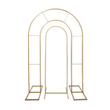 Set of 2 Gold Metal Round Top Chiara Backdrop Stand Wedding Arches#whtbkgd