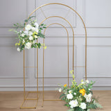 Set of 2 Gold Metal Round Top Chiara Backdrop Stand Wedding Arches